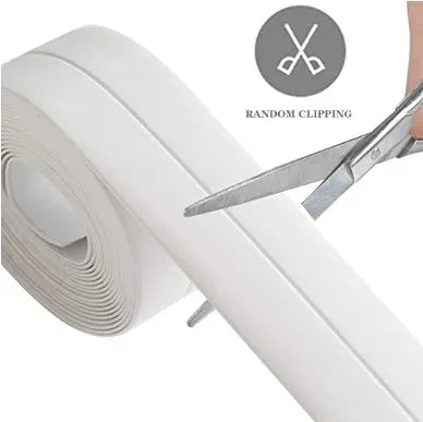 White corner sealing tape roll with long strip and cut guide for easy trimming