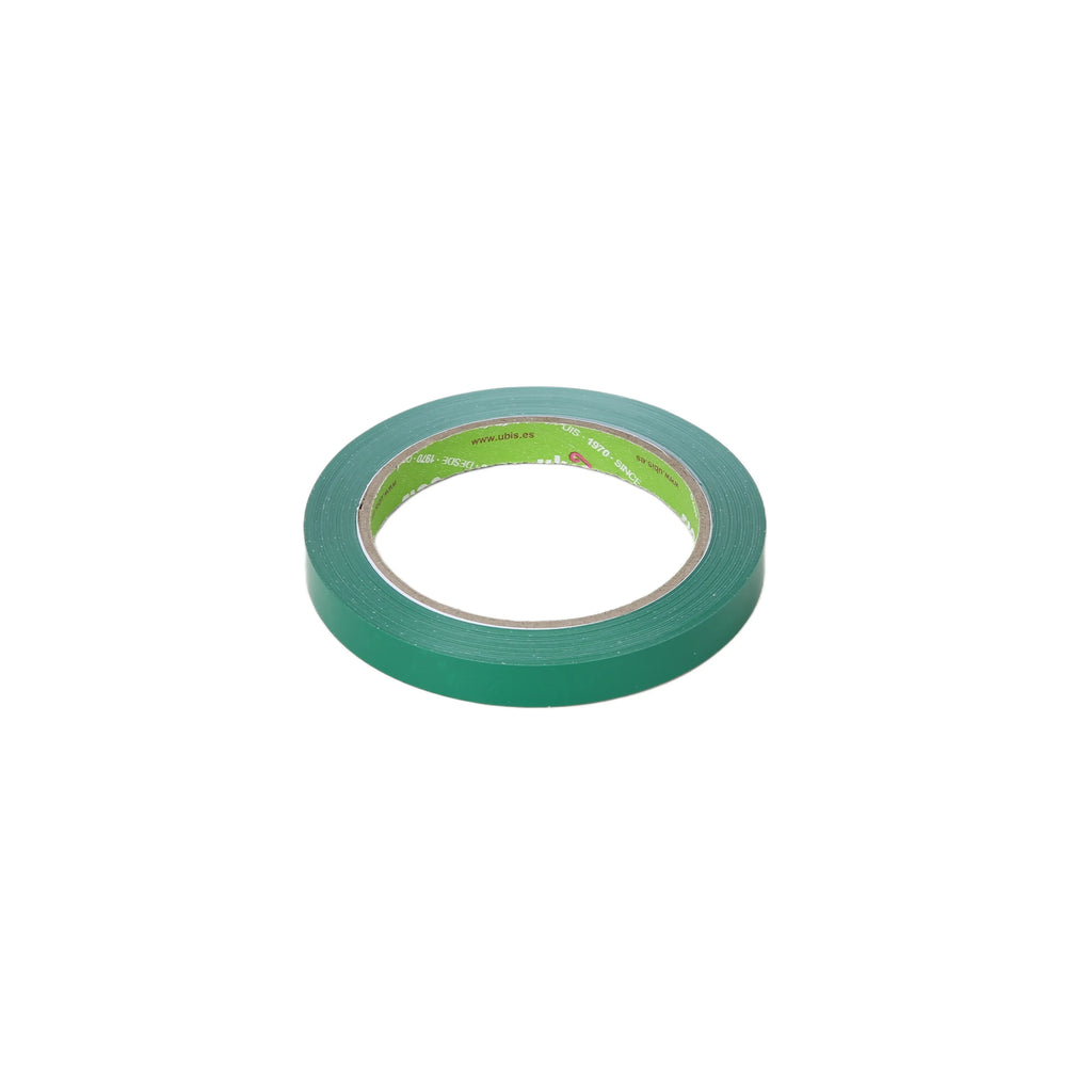 Dark green single-sided PVC adhesive tape roll, printable backing, 10 mm wide