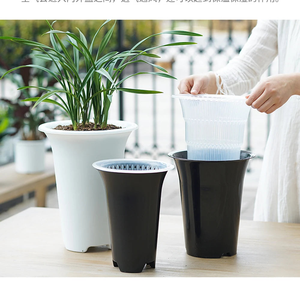 Orchid Pots with Air Holes Cymbidium Planter High Waist Plastic Flower Pot Excellent Drainage Garden Kits Double Layer Durable