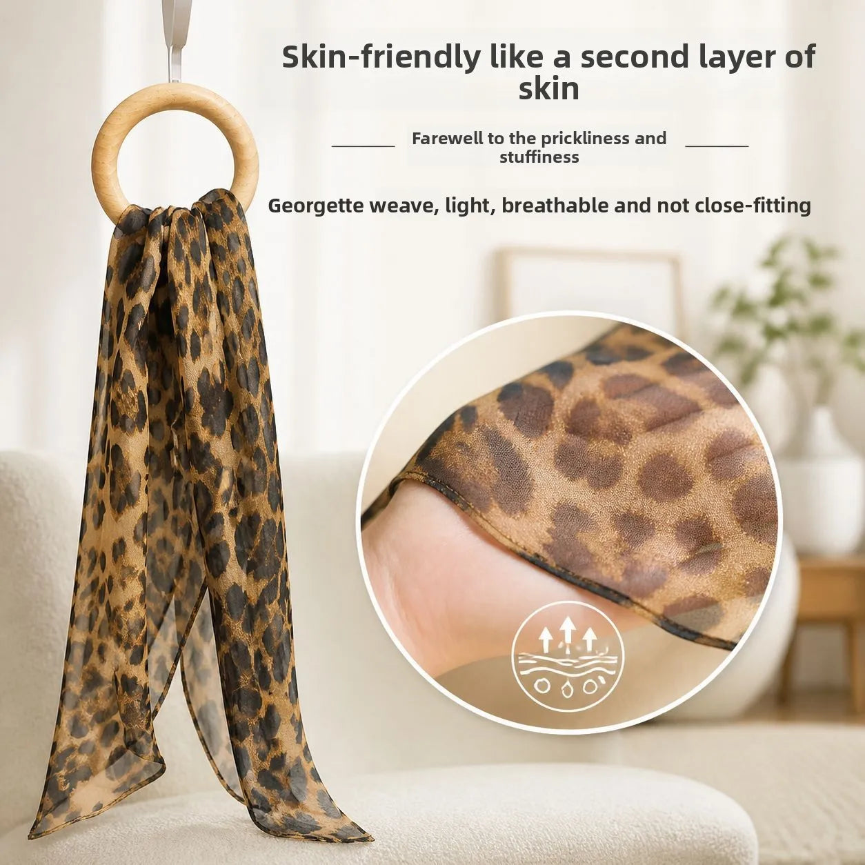 32x155cm Vintage Silk Georgette Leopard Print Long Scarf Original Item Tie-up Neck Scarf for Women Layering Outfits Customize