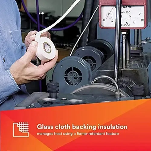 Cream glass-cloth tape being applied to industrial equipment for insulation