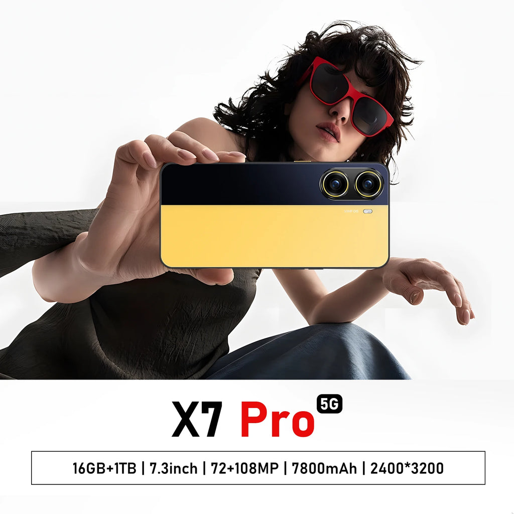 2026 Trending X7 Pro Android Smartphone 7800mAh Big Battery 7.3" Display Multi-Language System