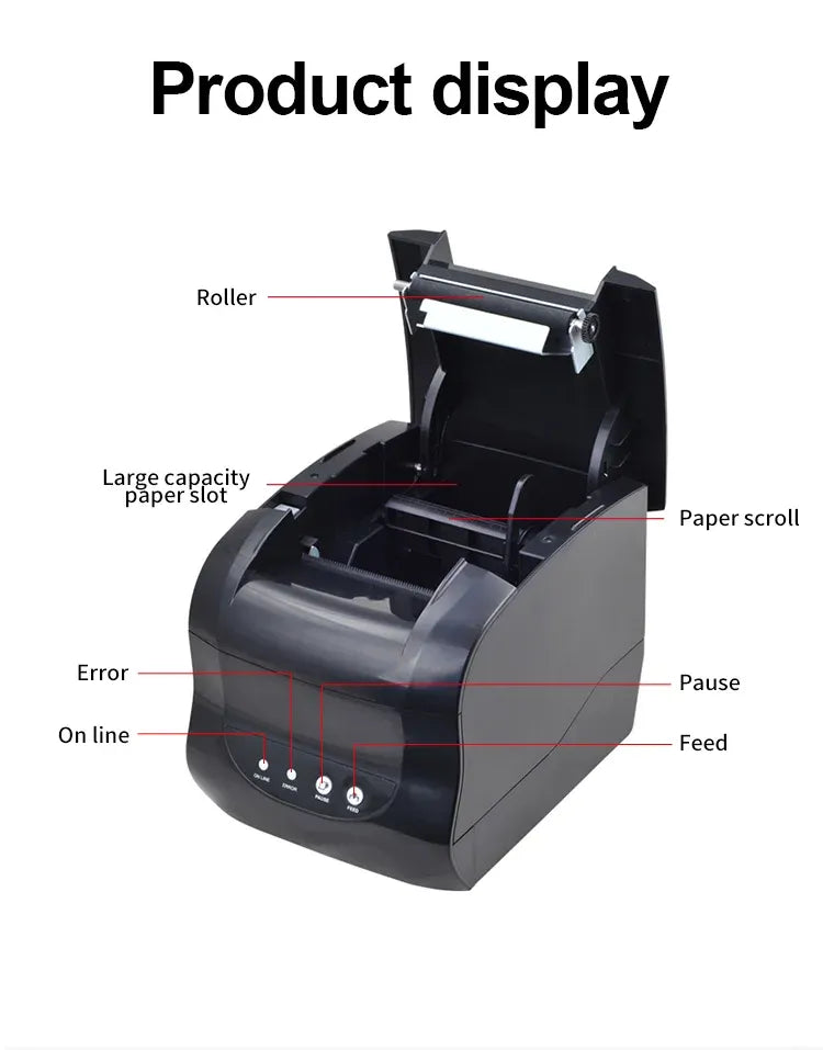 New Xprinter XP-365B Printer 80mm Thermal Barcode Price Printer Launch Thermal Printer USB or Bluetooth Interface Ticket Printer
