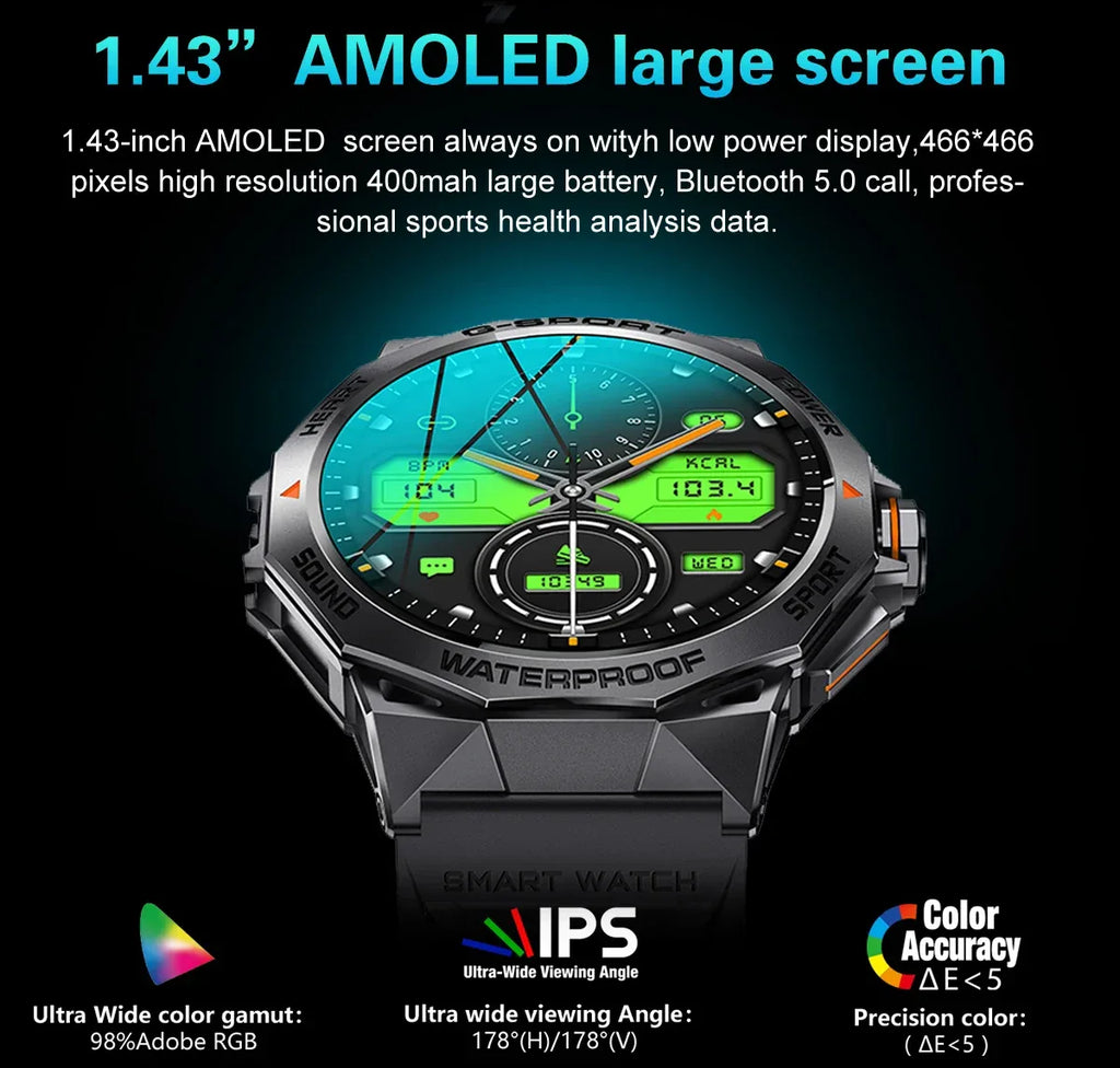 Smartwatch 1.43-Inch AMOLED Fitness Tracker - Black/Orange My Store