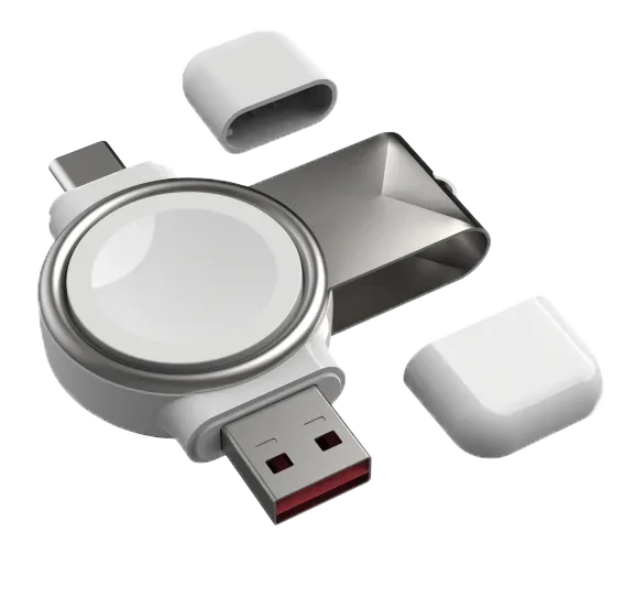 Portable Magnetic Keychain Charger for Apple Watch - USB-C Fast Charging White Tidesmit