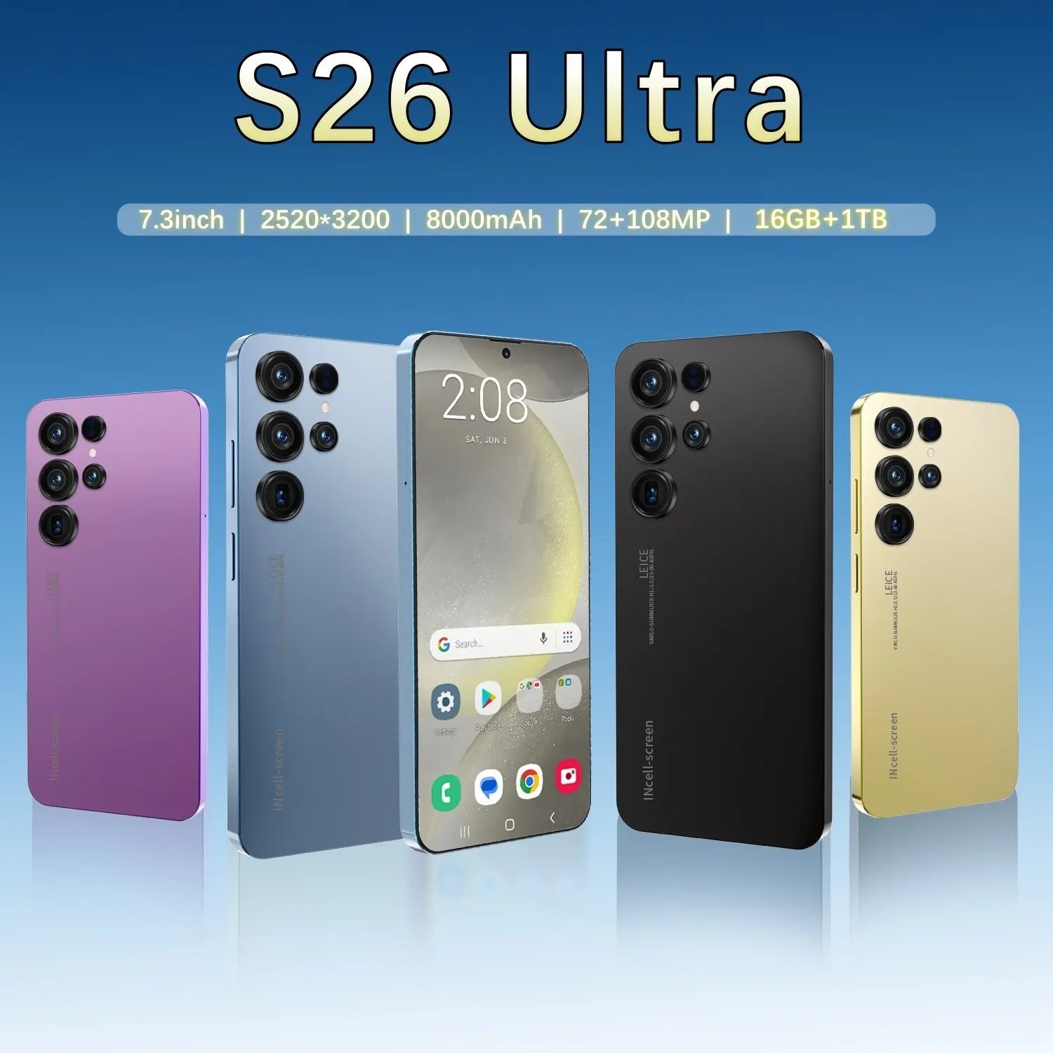 2025 S26 Ultra 5G Android 15 smartphone with 7.3-inch HD screen and 108MP camera, gallery image 6