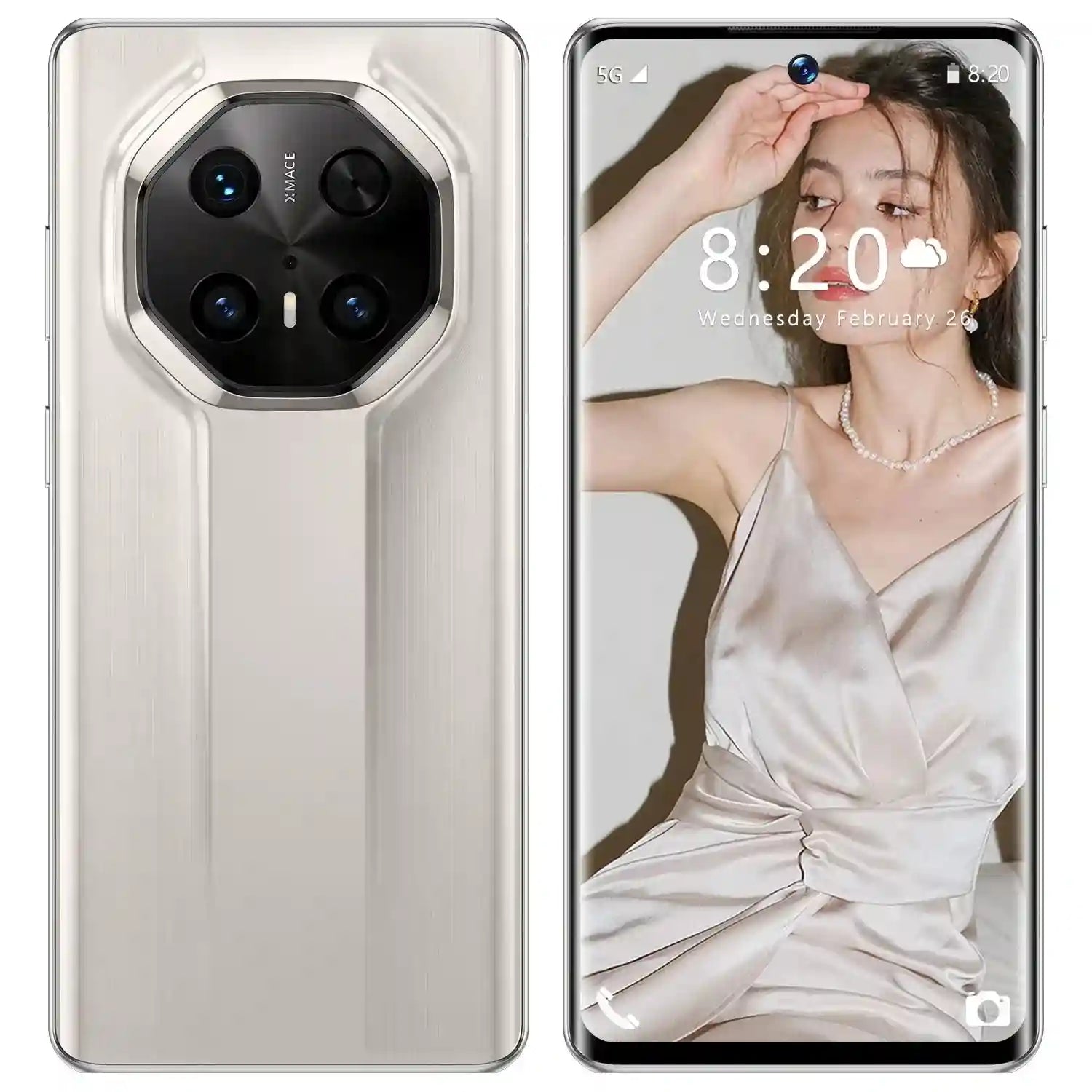 Brand New 5G for MT 70 RS Deca Core Smartphone 7.3 Inch 144Hz Curved Screen 16GB+1TB Memory 108MP Rear English Spanish White 16g Tidesmit