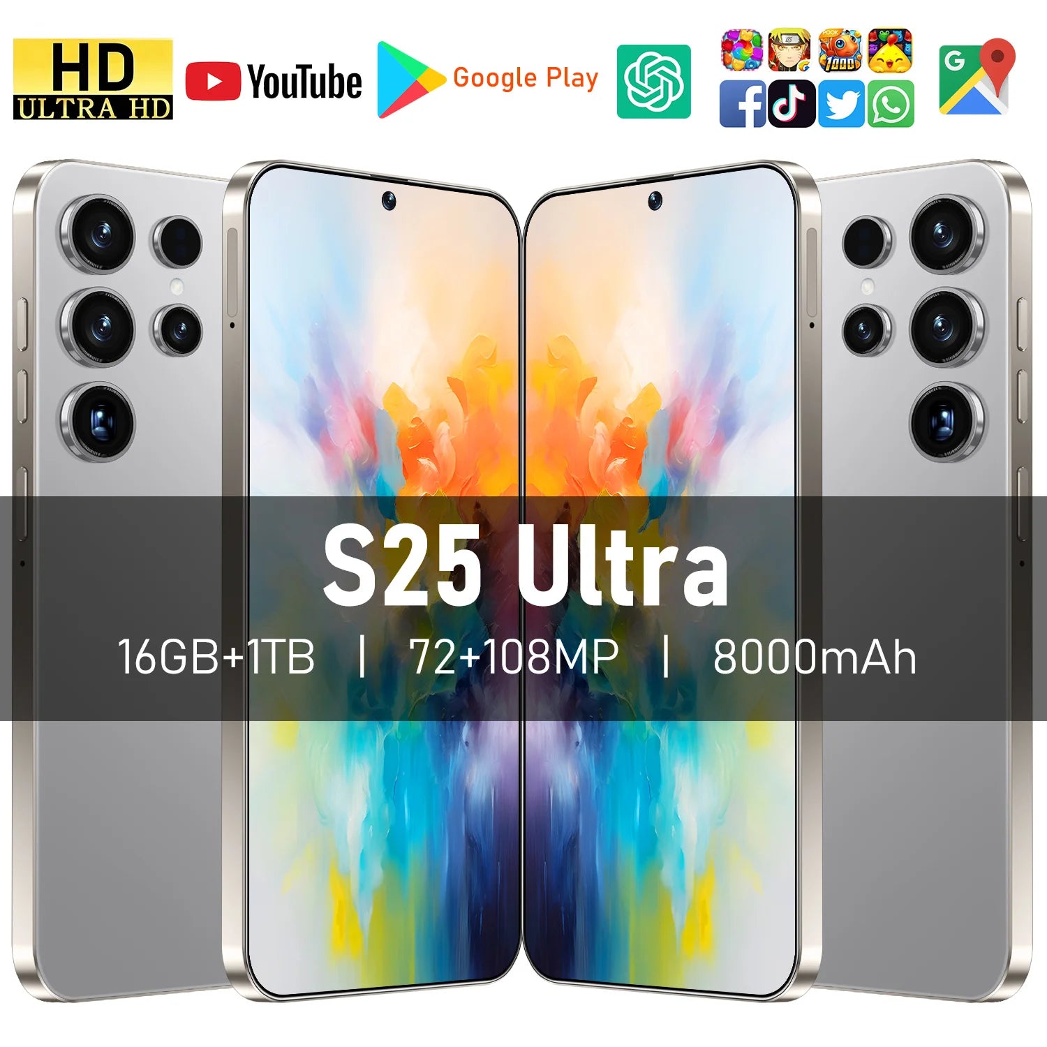 2026 S25 Ultra 5G Android 16 smartphone with 7.3 inch display and 108MP camera, gallery view 5