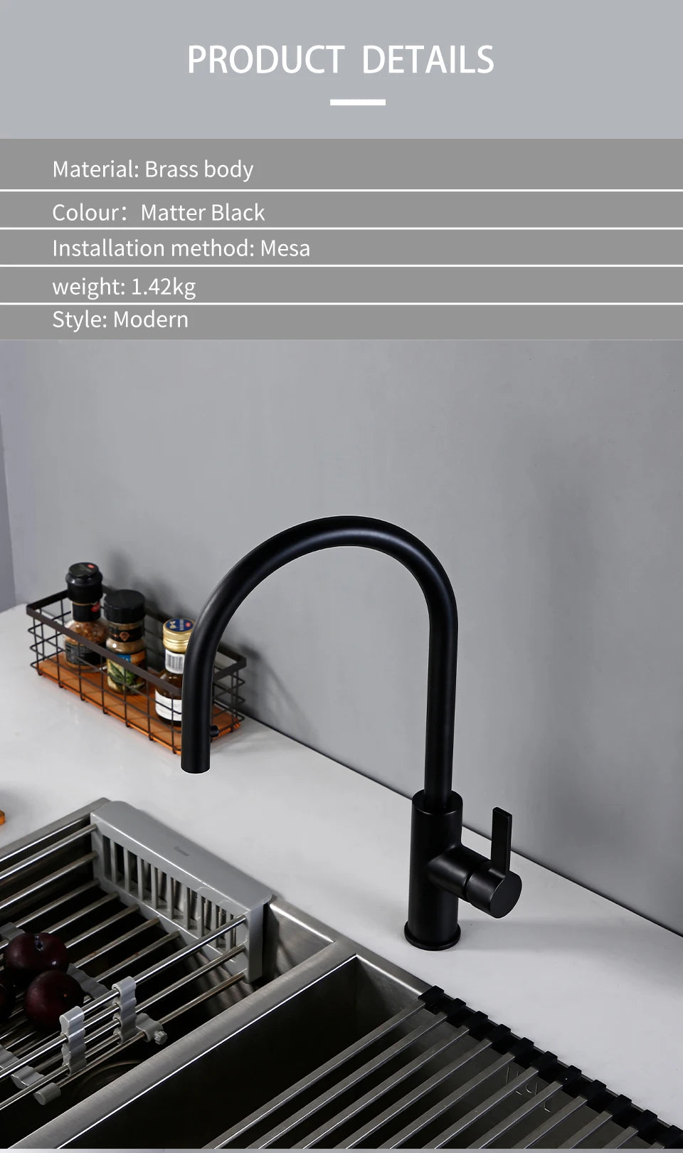 Bagnolux Black Gold Brass Rotation Holder Single Hole Deck Mounted Cold and Hot Water Mixer Pull-Out Sprayer Kitchen Sink Faucet