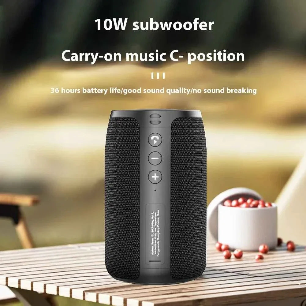 Portable Bluetooth Speaker with LED Subwoofer, Waterproof Black Audio My Store