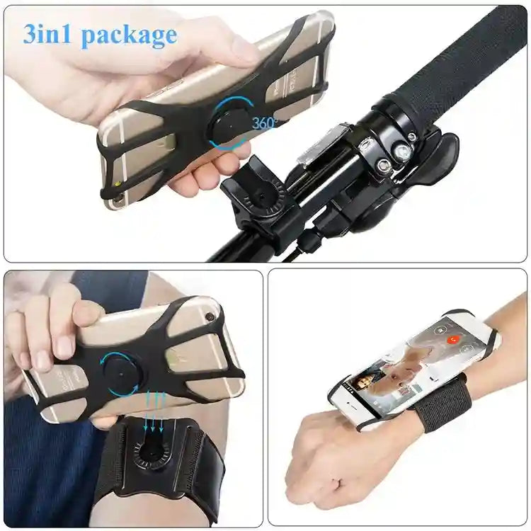 Running Phone Armband Waterproof Silicone Case Black - Tidesmit Tidesmit