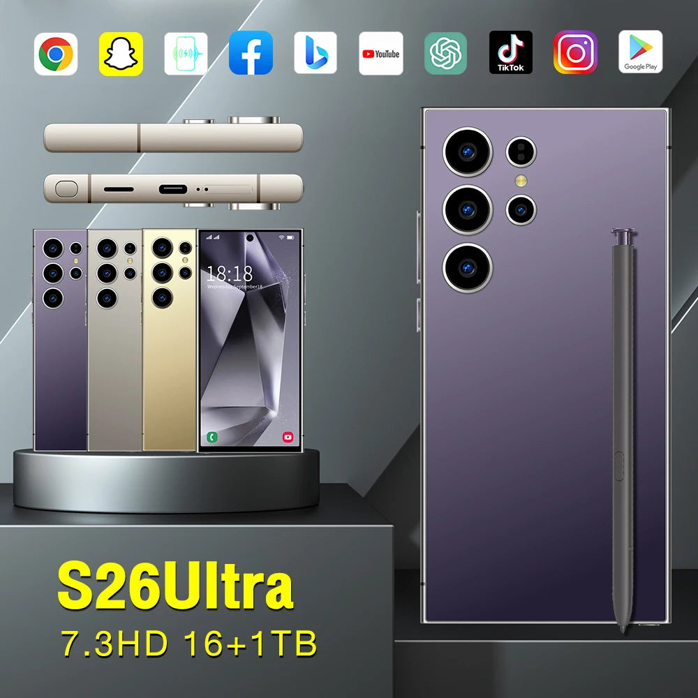 S26 Ultra 5G Smartphone, 1TB Storage, 16GB RAM, 7.3-inch Display Tidesmit