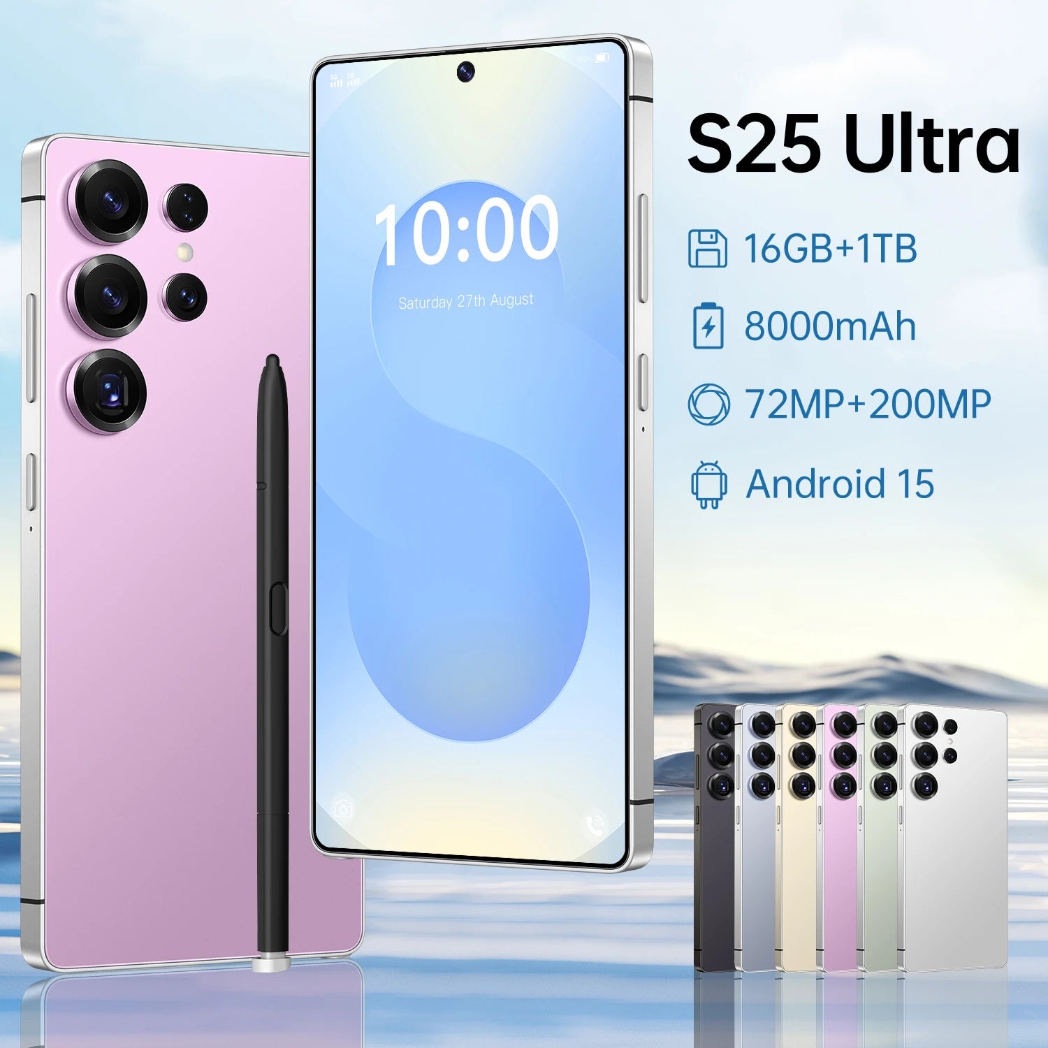 5G Smartphone Android 15 | 128GB Unlocked Dual SIM Phone Pink 4 G 128 GB Tidesmit