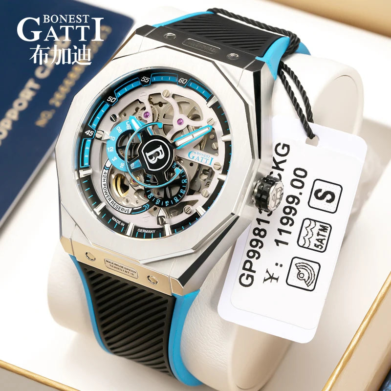 Bonest Gatti Luxury Waterproof Automatic  Oem Brand Hands Wrist Watches Custom Logo Wrist Mens  Watch Highend Watches Men BG7601