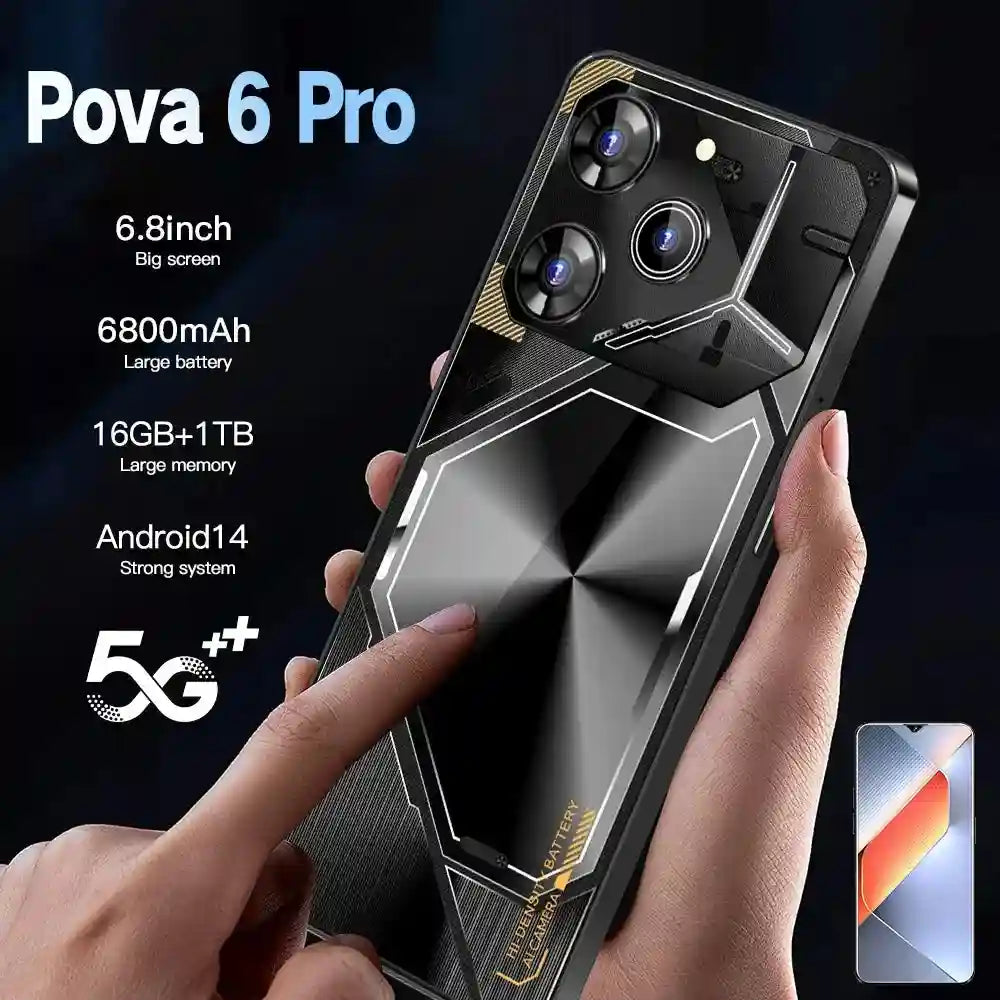 Pova 6 Pro 5G Smartphone: 16GB RAM, 1TB Storage - Black, White, Green Black 16g 1TB Tidesmit