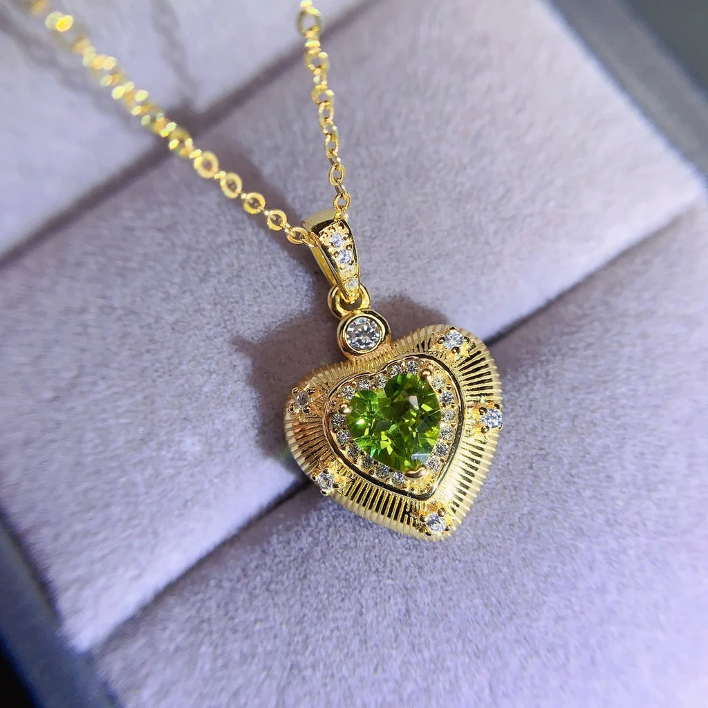 Good Price 925 Sterling Silver Natural Peridot Pendant Fashionable Gift for Women Gold Plated OEM/ODM