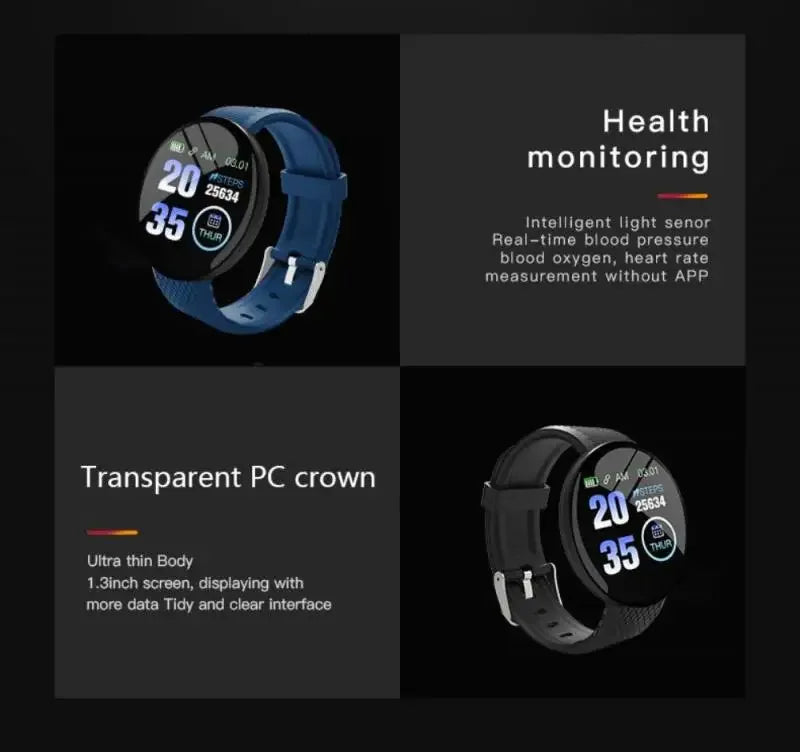 D18 Waterproof Smartwatch Fitness Tracker with Heart Rate Monitor My Store