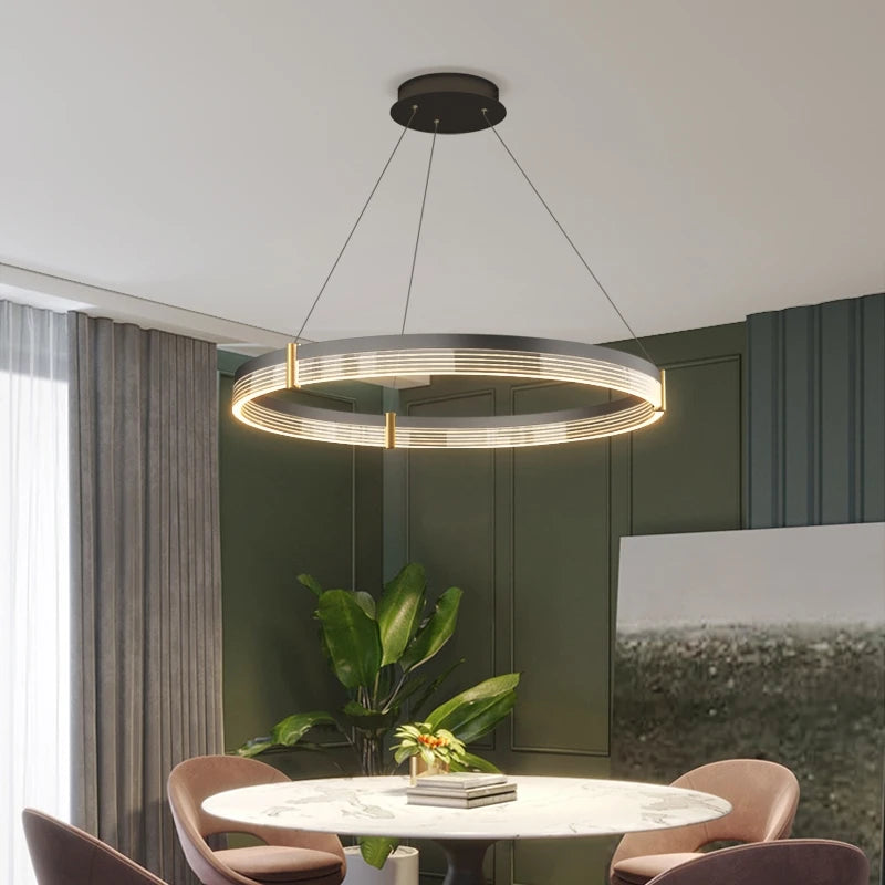 Nordic LED Ring Light Chandelier | Adjustable Color Temperature 3-Layer Tidesmit