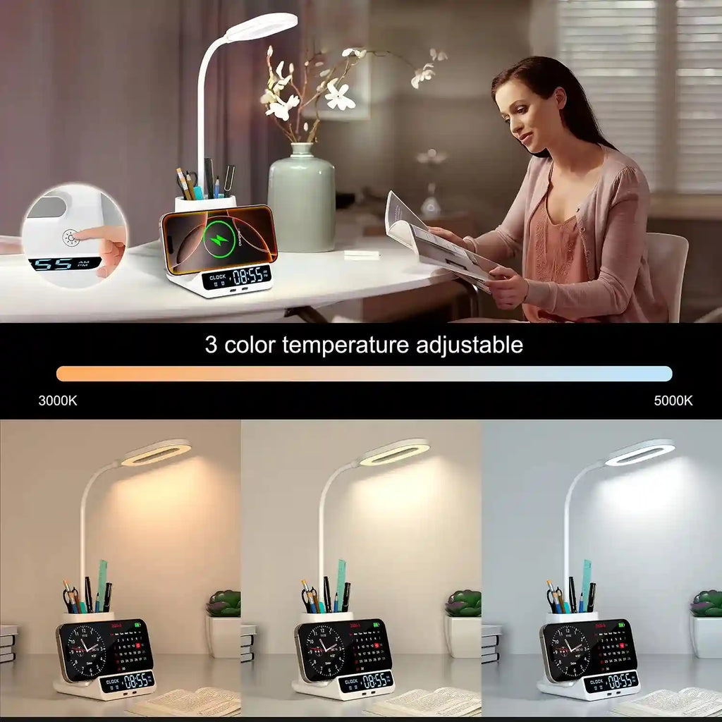 5-in-1 Wireless Charger Desk Lamp, Qi Certified Multi-Device Station Tidesmit
