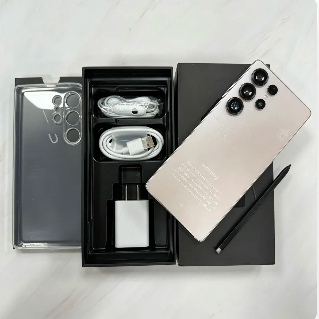 Close-up of Tidesmit S25 Ultra smartphone showing metallic frame, charging port, and tactile buttons in sleek finish.