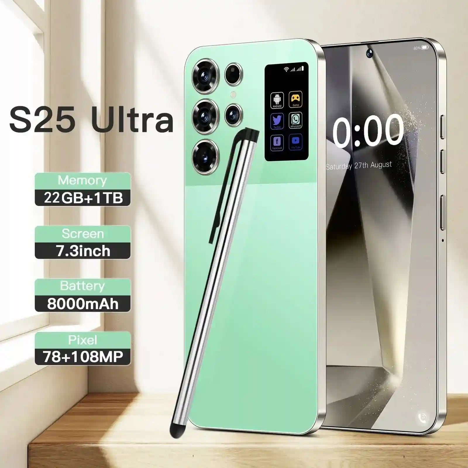 Real High Quality S25 ULTRA Smart Phone 22+1TB 5G Android Cell Phone 7.3 Inch Unlocked Smartphone S25 ultra Mobile Phones Tidesmit