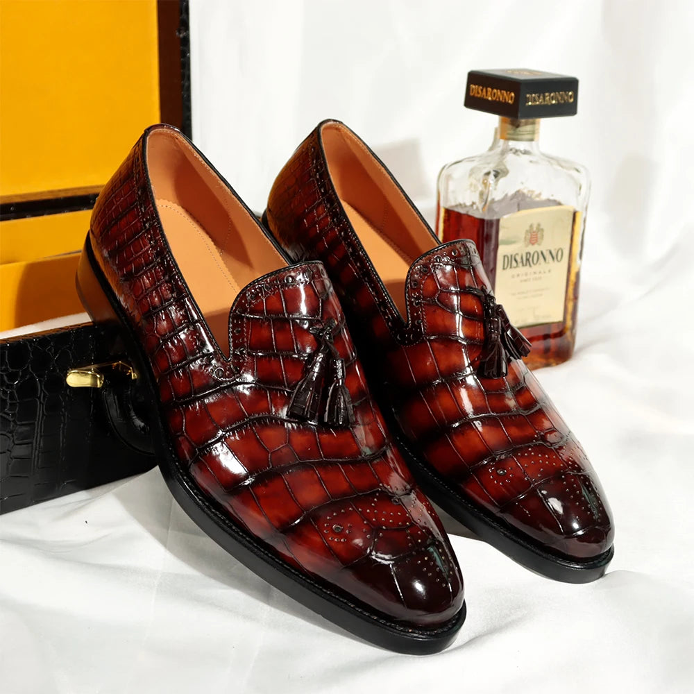 Goodyear Welt Crocodile Leather Loafers Men Party Shoes Male Luxury Alligator Dress Shoes for Men Business Shoes Men