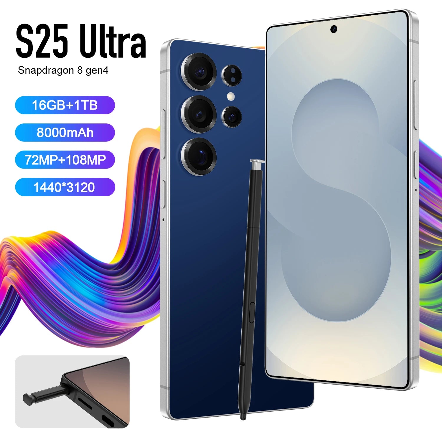 2025 Online Retailer S25 Ultra Mobile Phones Android 6.9 Inch Dual SIM (Nano SIM) Unlock Original 3G/4G/5G/ WIFI 5G Smartphone