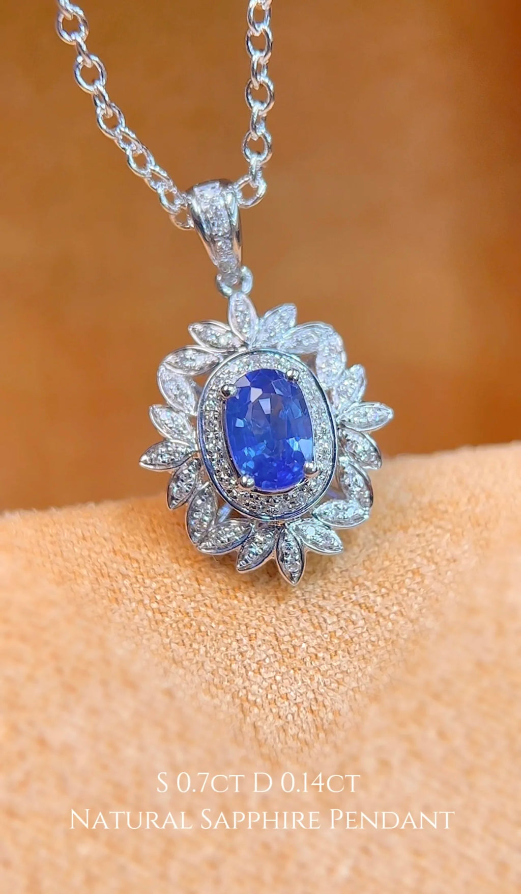 Lanphear Factory 18K White Gold Luxury Jewelry Fashion Chains Natural Diamond Pendant for Women Natural Sapphire Fine Necklaces