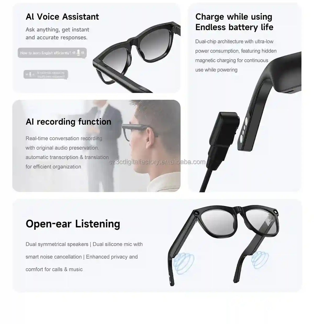 Smart Glasses with AI Translator & Camera – Tidesmit CY01 Tidesmit