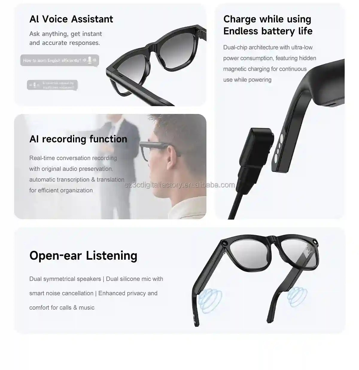 Smart Glasses with AI Translator & Camera – Tidesmit CY01 Tidesmit