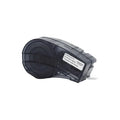Black label printer cartridge with white label strip and Brady-compatible packaging