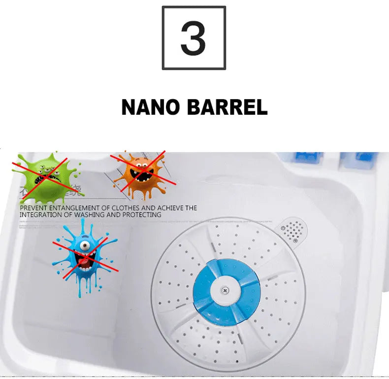 Tidesmit 7kg semi-automatic washing machine and dryer, compact household laundry washer in white finish.