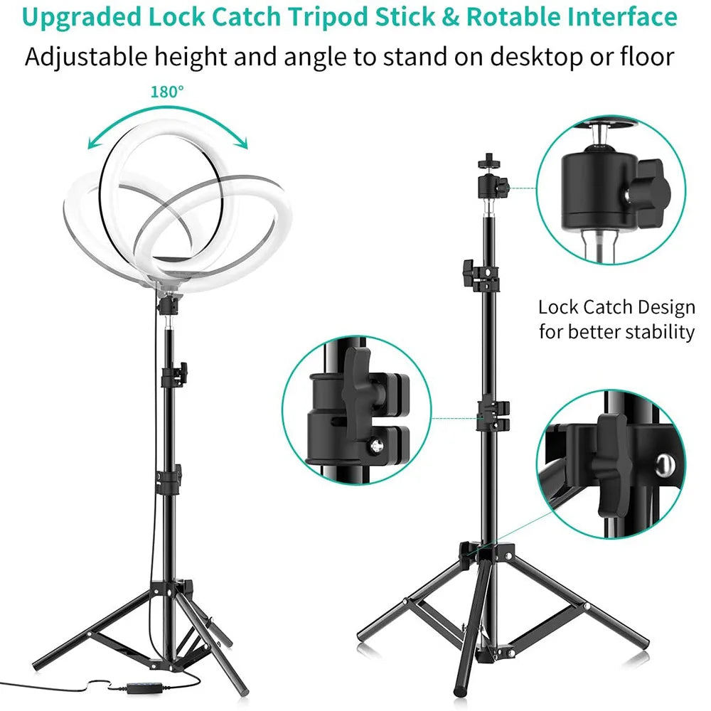 10 Inch LED Ring Light with Tripod Stand for Professional Video Lighting Tidesmit