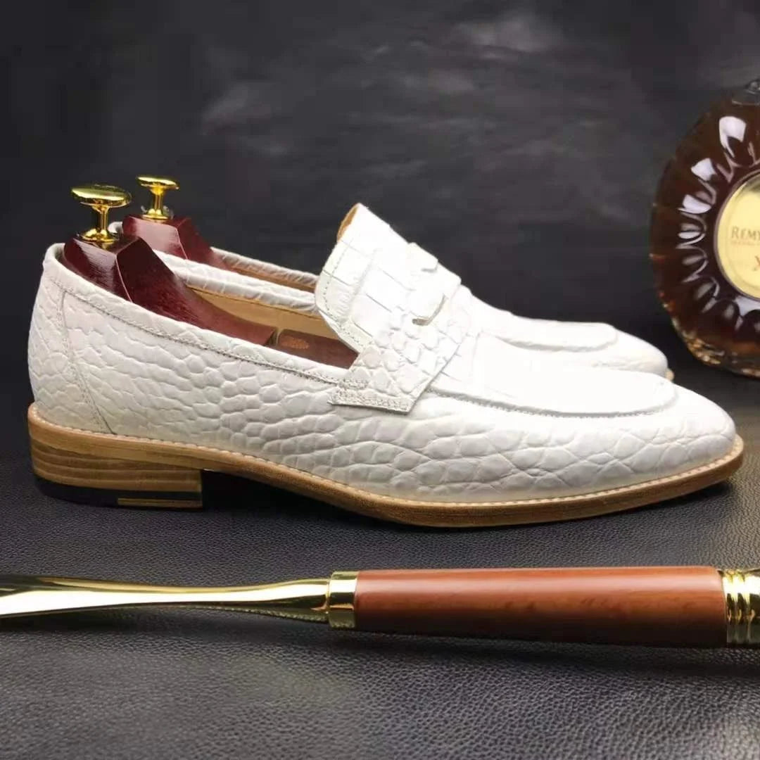 Slip-on Genuine Crocodile Leather Loafers Shoes Men White Color Alligator Handmade Shoes Man Goodyear Custom Wedding Men Shoes