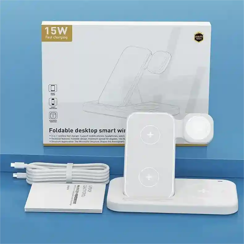 3-in-1 Wireless Charger Station | 15W Qi Fast Charging Pad for Mobile Tidesmit