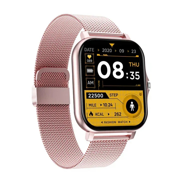 Smartwatch with Bluetooth Calling and Fitness Tracker - Silicone/Metal Pink+Metal watch band My Store