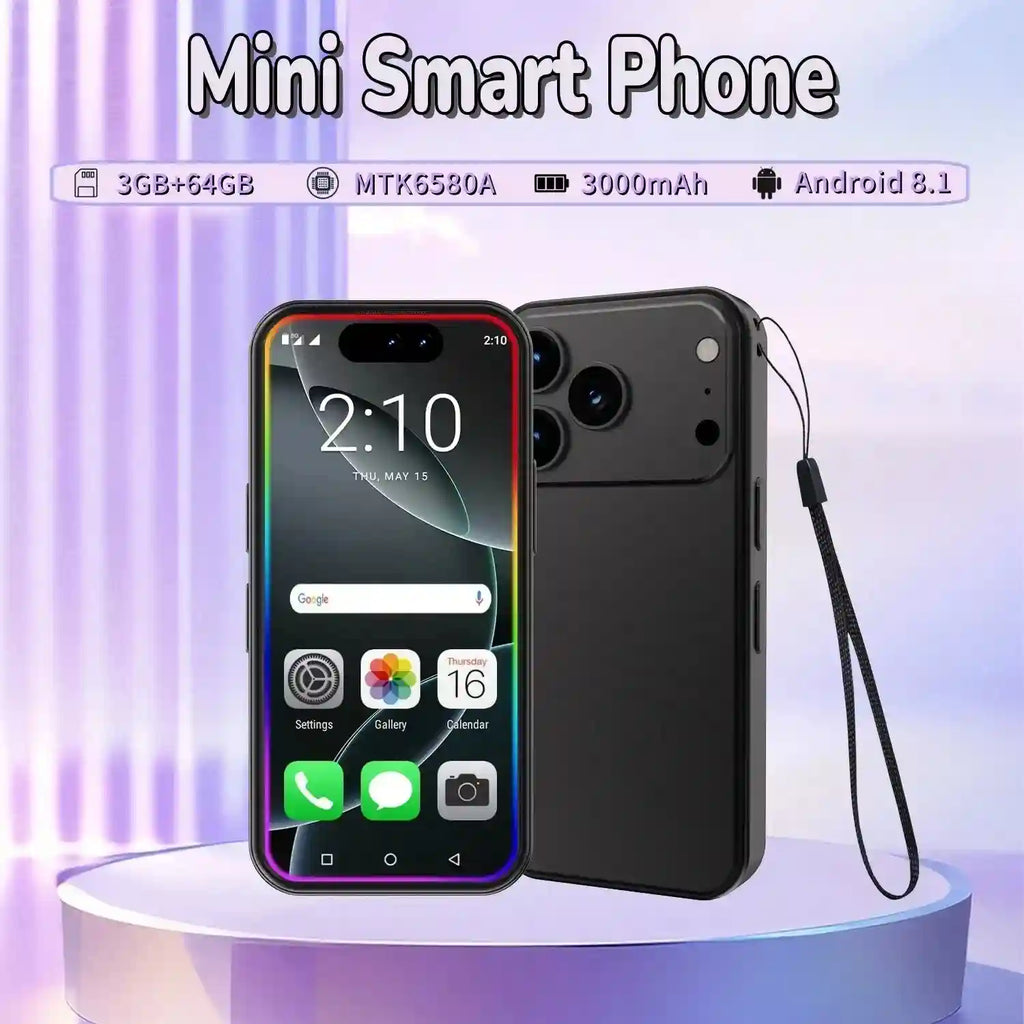 Mini Android Smartphone 4.9 Inch 64GB Dual SIM - Compact Value Phone Black 3 G 64 GB Tidesmit
