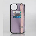 Crossbody Phone Case for iPhone 14 with Card Slot - Slim Shock-Absorbing Cover Purple with pink OPP Bag Tidesmit