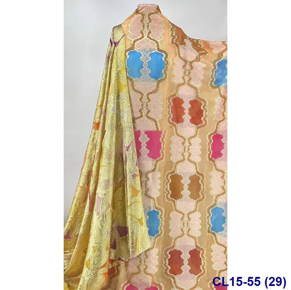 Lisami RTS Luxury Silk Fabric Elegant Multi-Color 3D Metallic Handcut for Dresses Weddings and Curtains