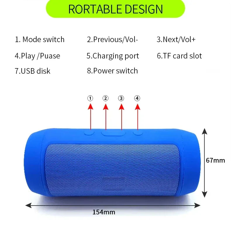 Portable Bluetooth Speaker with 360 Sound and Bass Boost - Black My Store