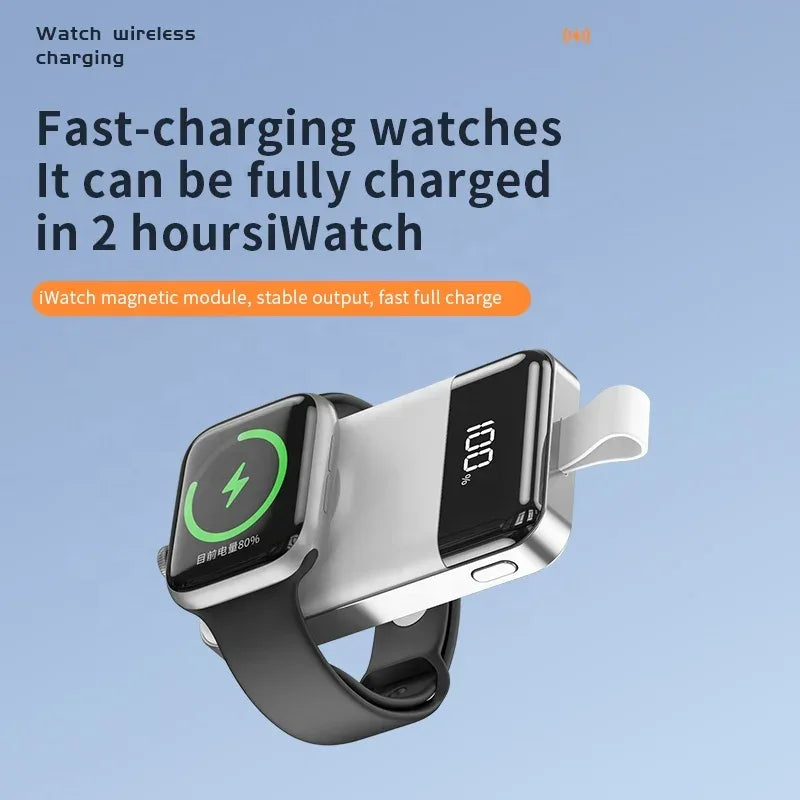 Portable Apple Watch Charger - Fast Wireless Power Bank Silver Tidesmit
