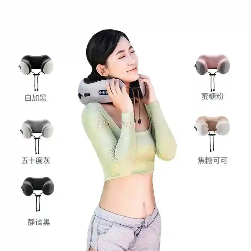 Electric Neck Massager - Portable Heat Therapy U-Shaped Pillow Back Massage Instrument Tidesmit