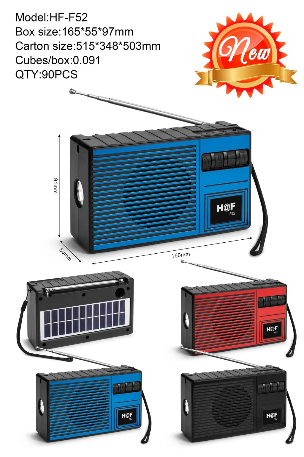 Solar Powered Portable Bluetooth Speaker with FM Radio & LED Light My Store