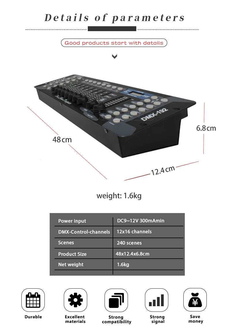 DMX512 Stage Light DMX Controller Console DMX 192 Controller for  Led Par Moving Head Stage Party DJ Light DMX Disco Equipment