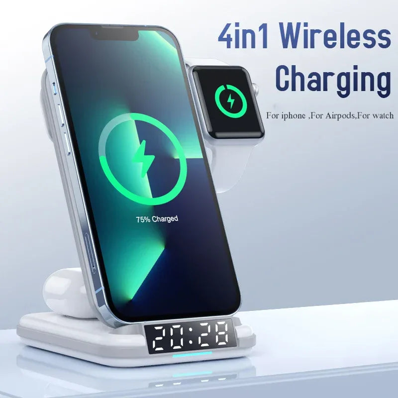 15W Wireless Charger Alarm Clock | 3-in-1 Fast Charging Desktop Station Tidesmit