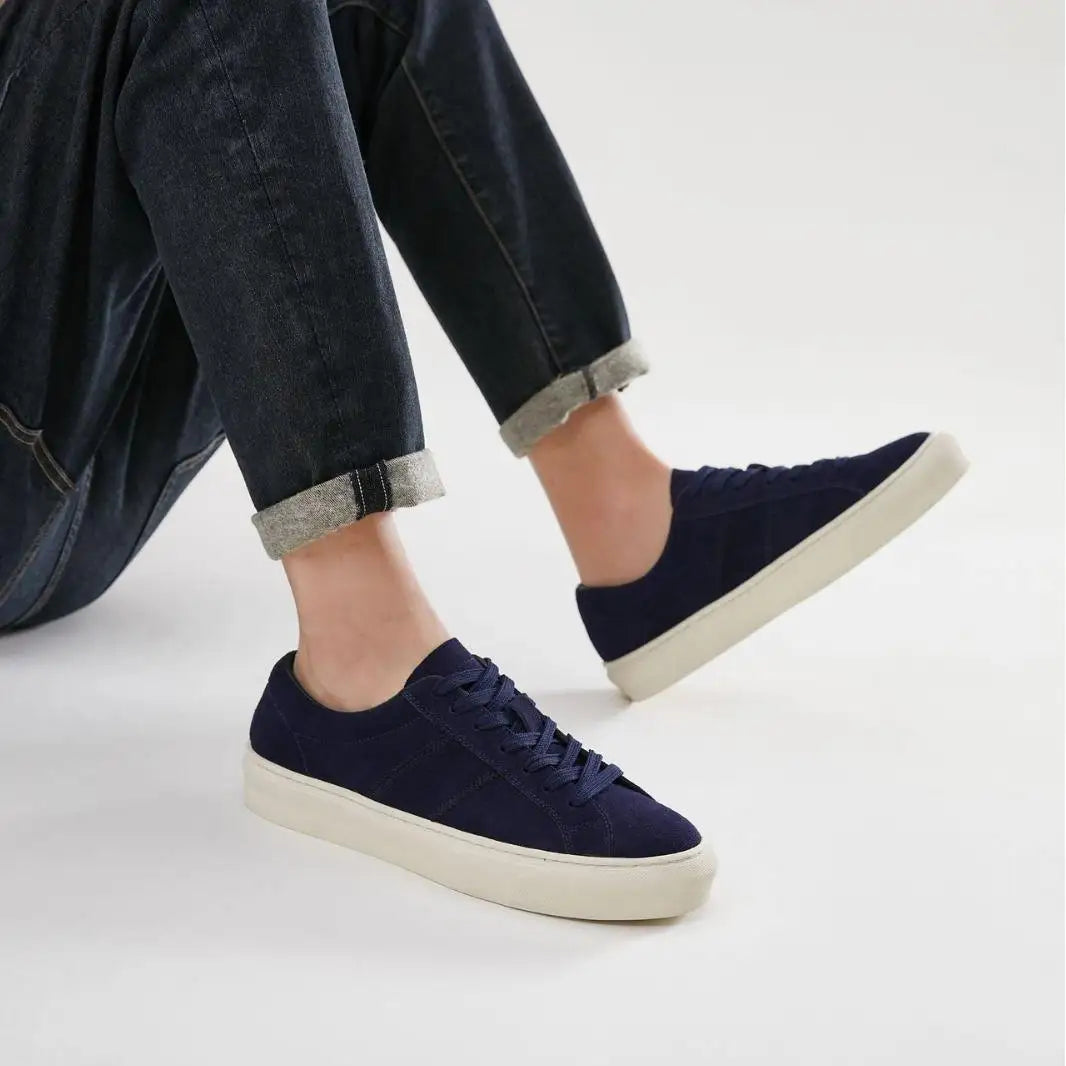 New Wholesale Fashion Niche Designer Leather Sneaker for Men Lace-up Trendy Flat Rubber Luxury Man Shoes High Quality USA Online