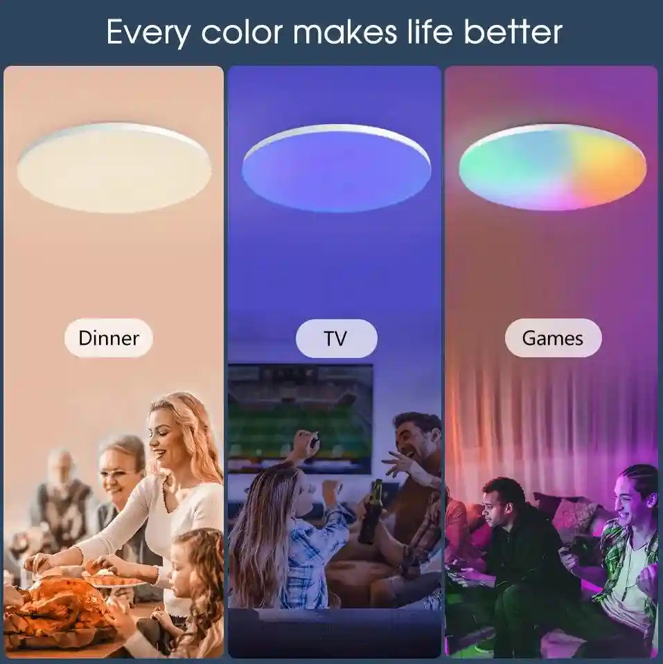 RGB Smart Ceiling Light Bluetooth App Controlled Dimmable 220V Tidesmit