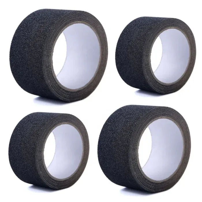Set of black anti-slip tape rolls with textured non-slip surface