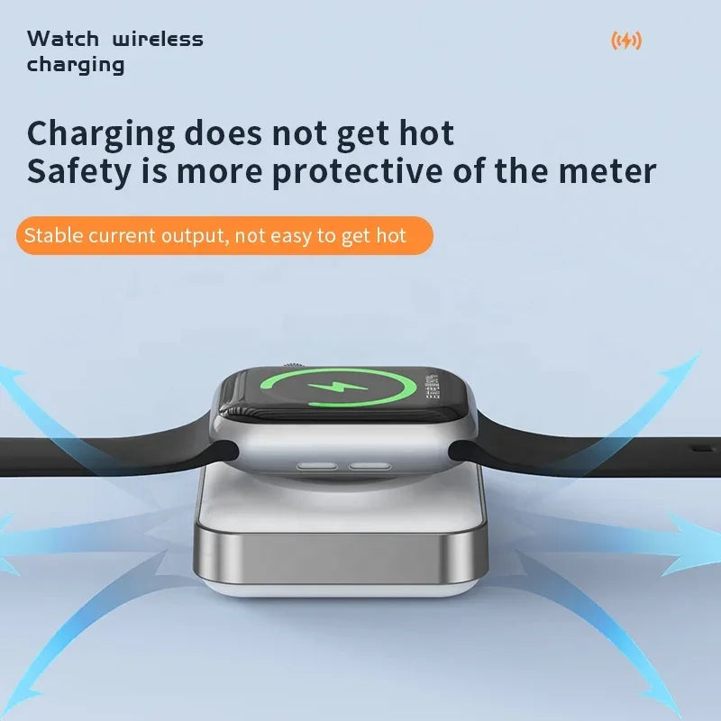 Portable Apple Watch Charger - Fast Wireless Power Bank Silver Tidesmit