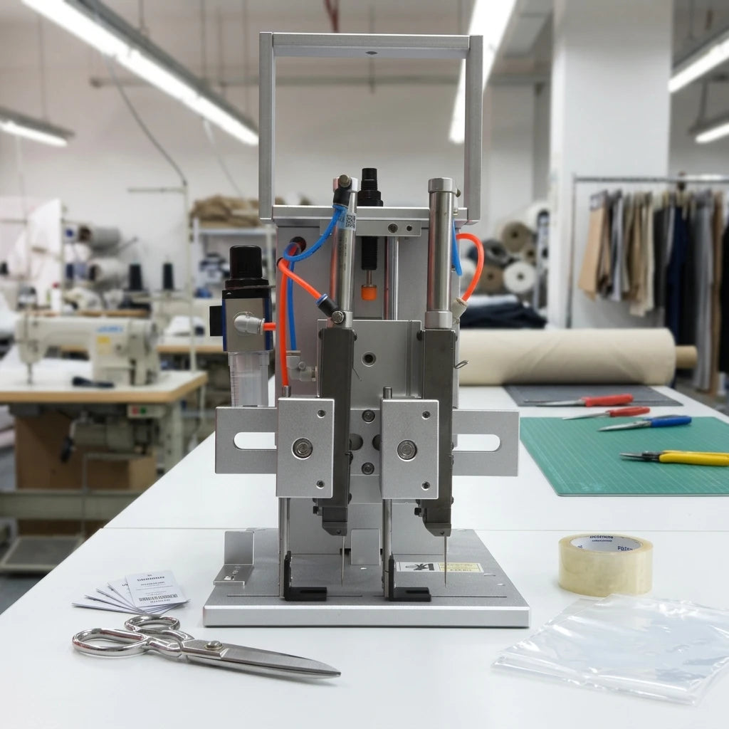 Electric Semi-Automatic Pneumatic  Fabrica De Ropa PLC Socks Tagging Sewing Machine I Pin Tagging Packing Machine Double Head